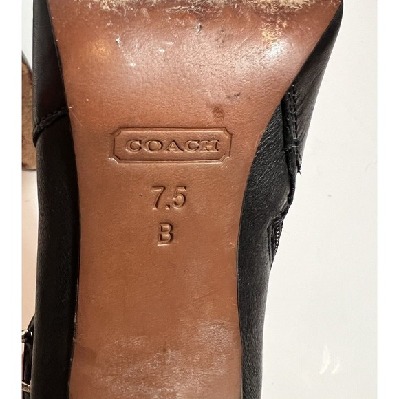 Coach Womens Size 7.5 B Ankle Boots Heels Black Leather Side Zips Pointed Toe - Picture 6 of 8